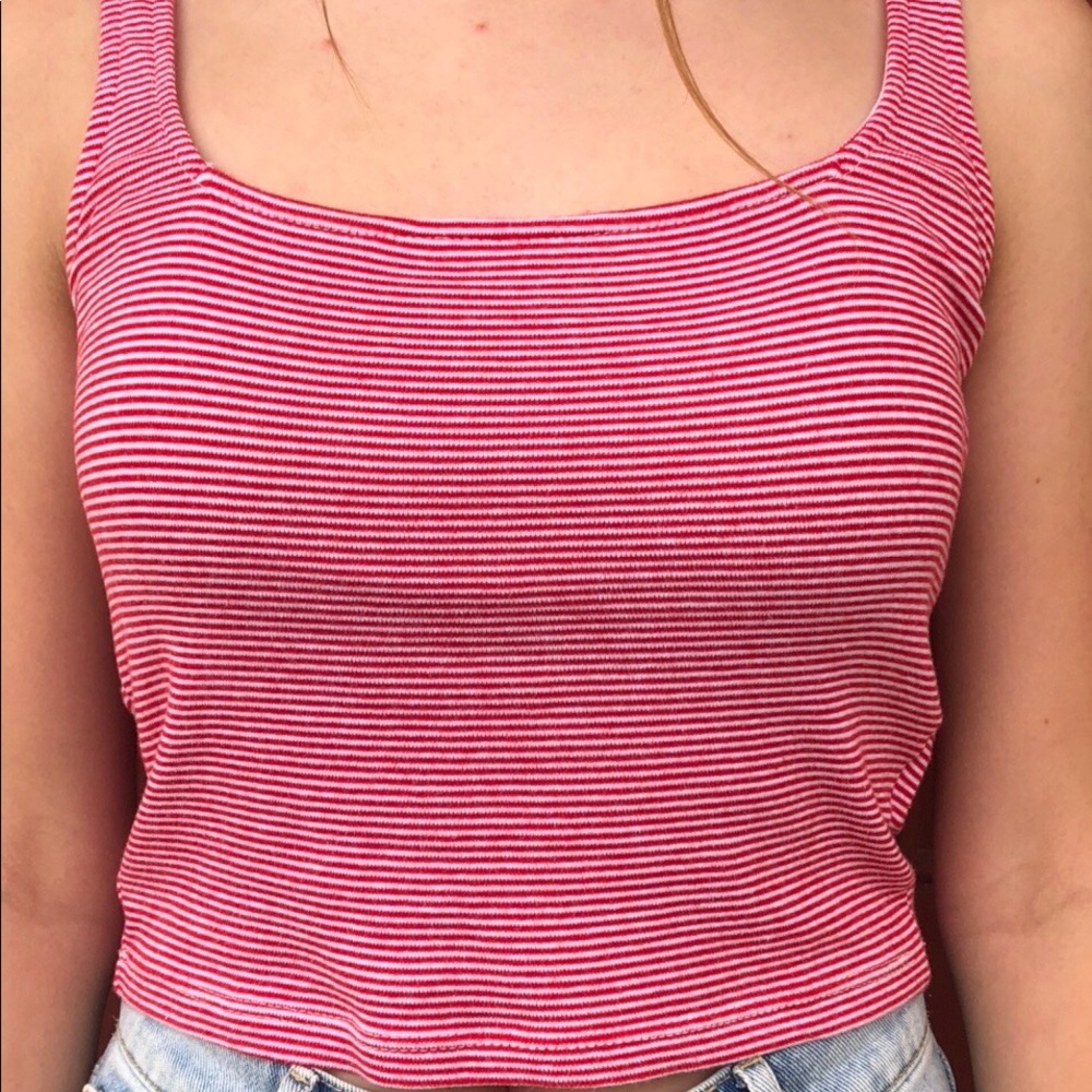 Brandy Melville white and red striped tank